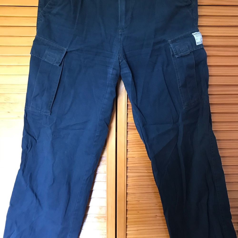 Easy wear dark blue cotton wide pants